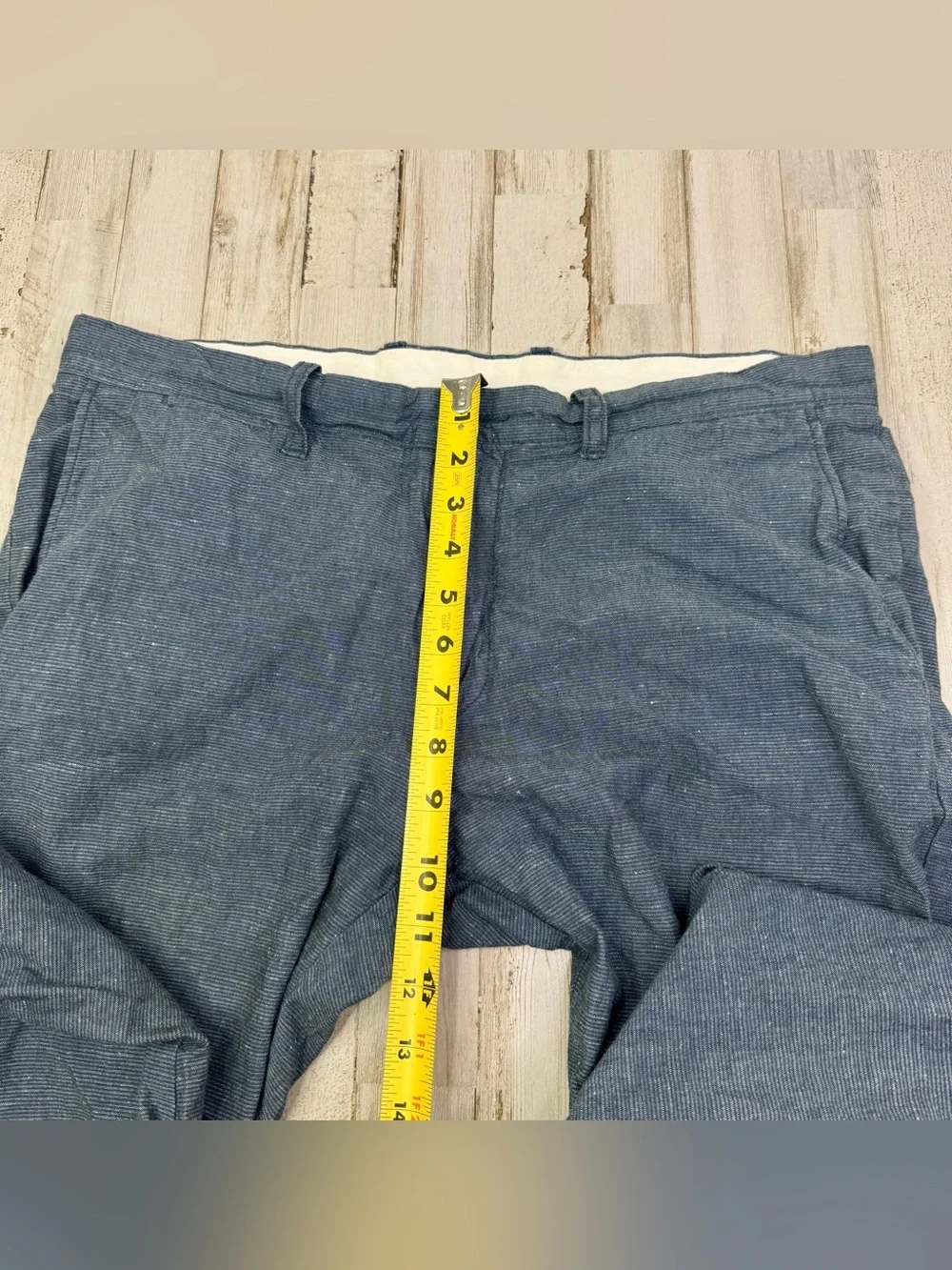 J Crew 484 Pants Mens Size 35x34 Baird McNutt Irish Linen Blend Blue Chino